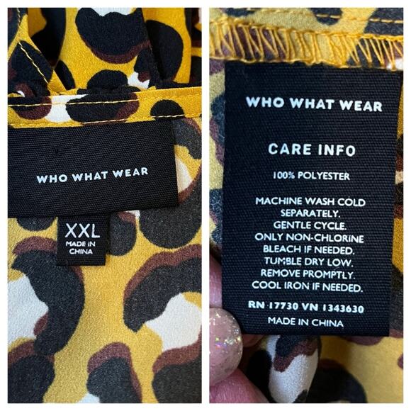 Who What Wear Midi Dress Ruffle Collar Yellow Leopard Women’s Plus Size XXL - Picture 11 of 13